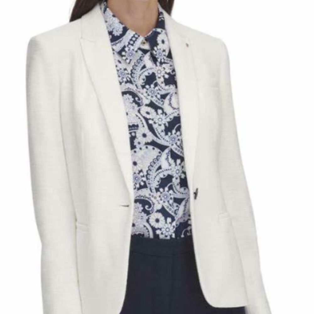 Tommy Hilfiger Ivory Textured Blazer SZ 8